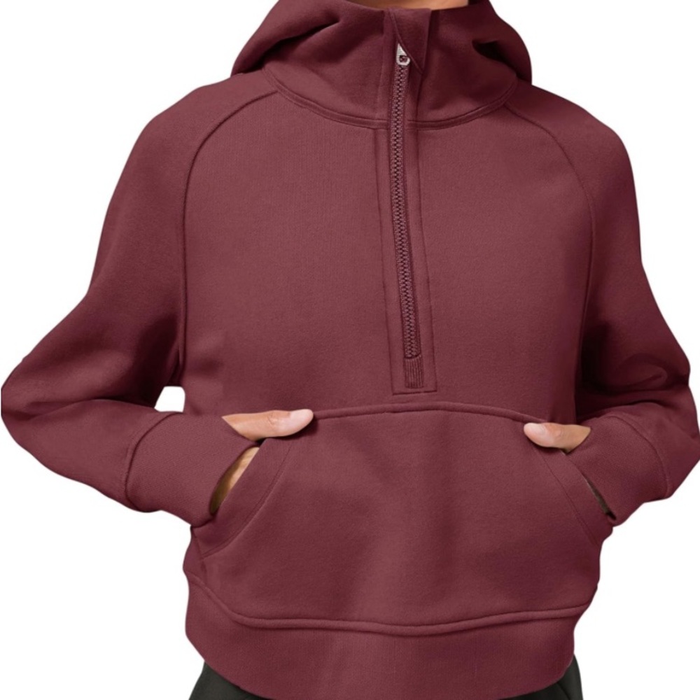 Elegant Maroon Half-Zip Hoodie for Women